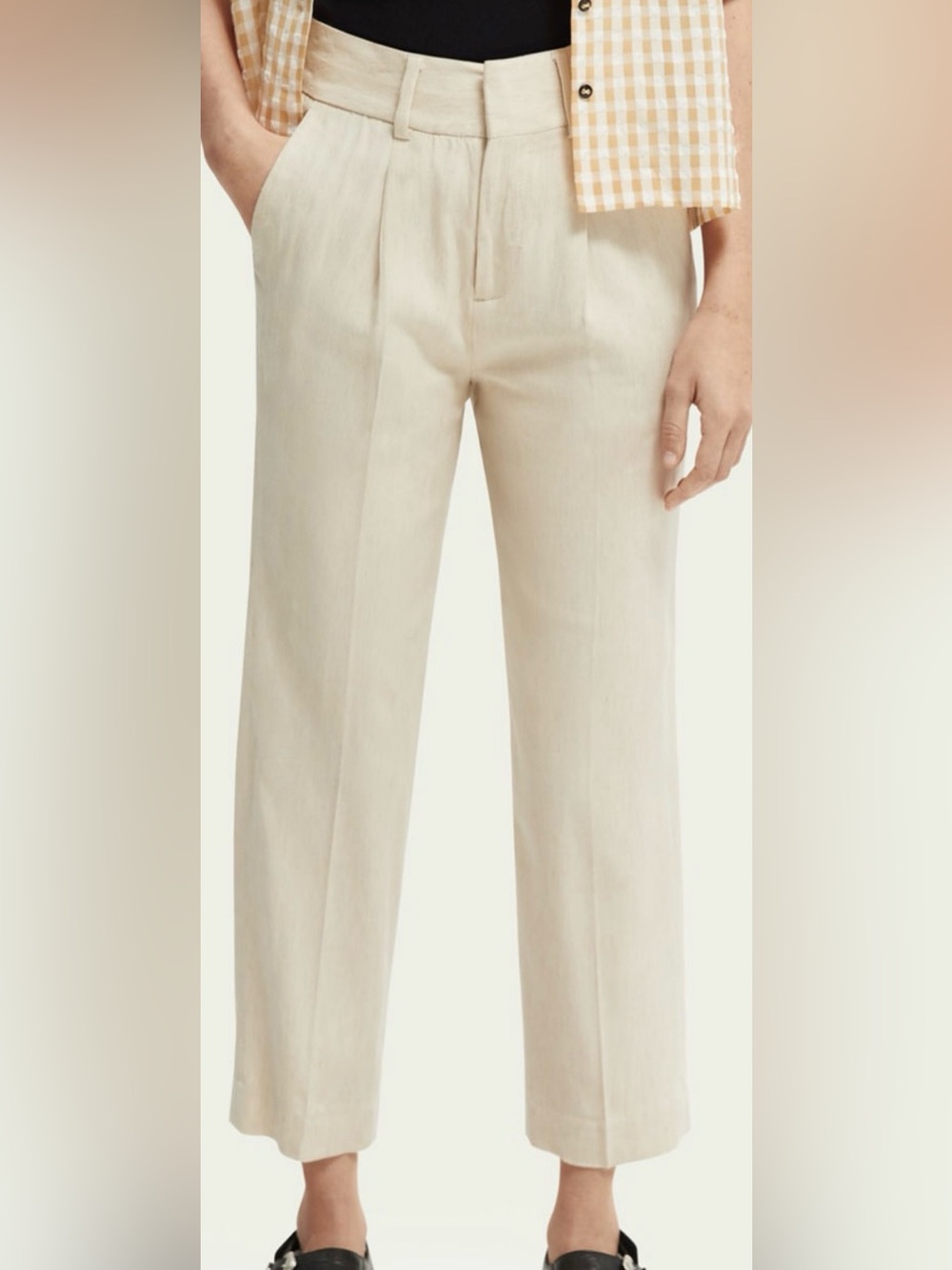 SCOTCH & SODA Tailored Straight Leg High Rise Linen Blend Pants Large Women NEW